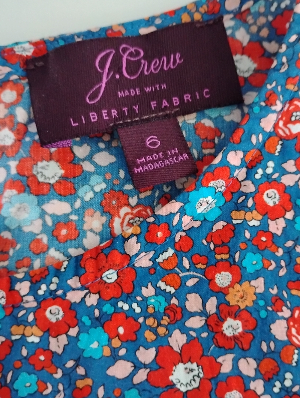 J. Crew Liberty Art Fabric Betsy Ann Blouse Red Blue Floral Cottagecore Size - Picture 10 of 13